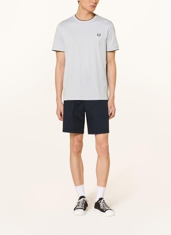 FRED PERRY T-shirt BLAUWGRIJS / ECRU / DONKERGROEN