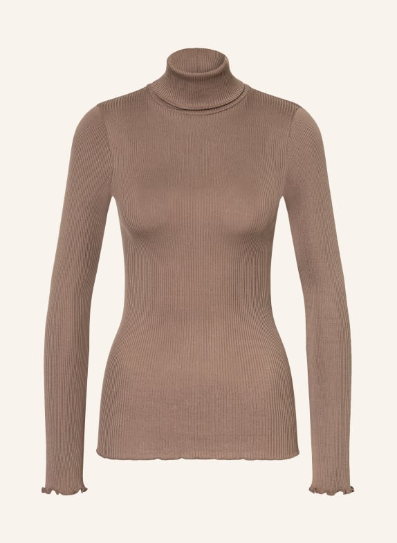rosemunde Rollkragenshirt BABETTE aus Seide TAUPE
