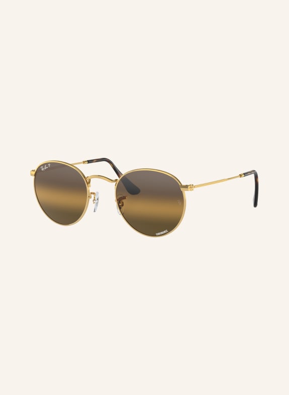 Ray-Ban Okulary przeciwsłoneczne RB3447 ROUND ZŁOTO/BRĄZOWE POLARYZACYJNE