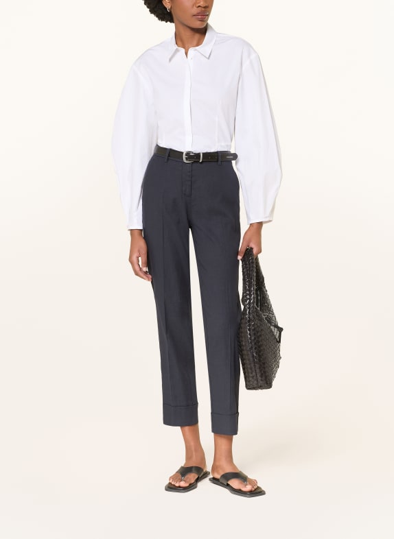 CAMBIO 7/8-broek KRYSTAL met linnen DONKERBLAUW