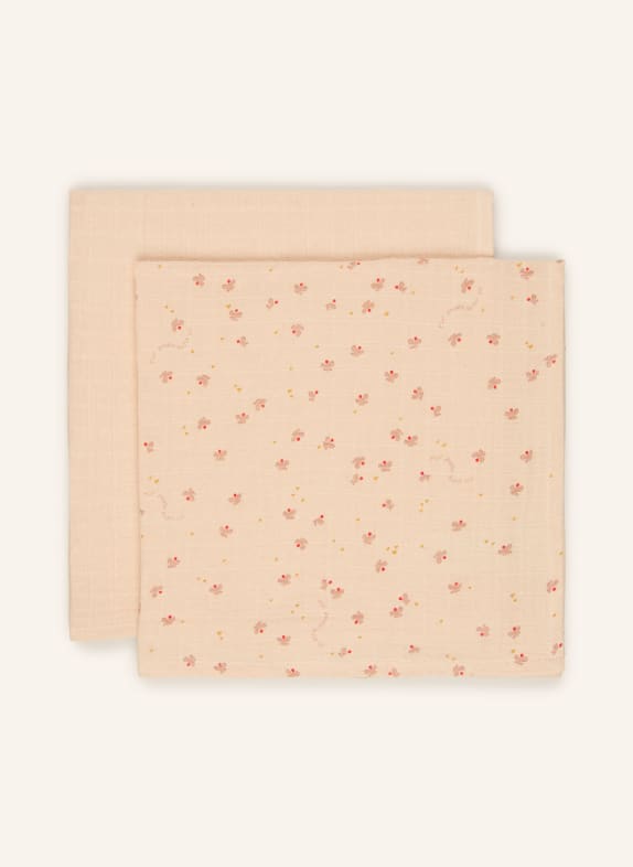 LIEWOOD 2-pack doeken LEWIS BEIGE / BRUIN / ROOD