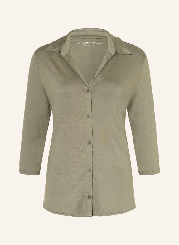 MAJESTIC FILATURES Chemise courte à manches 3/4 OLIVE