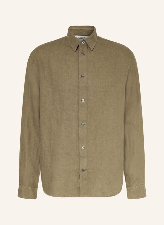 COS Linen shirt relaxed fit KHAKI