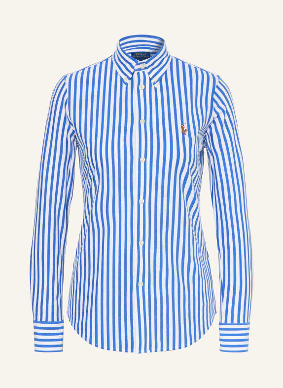 POLO RALPH LAUREN Hemdbluse aus Piqué BLAU / WEISS