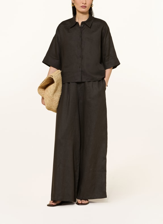 DRYKORN Overhemdblouse YARIKA van linnen MARRON FONCÉ