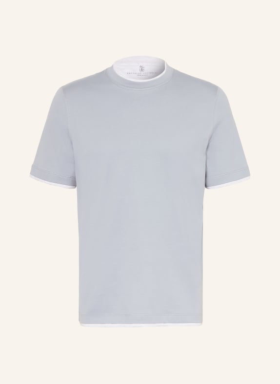 BRUNELLO CUCINELLI T-shirt BLEU GRIS / BLANC