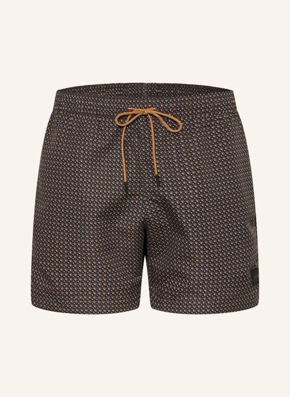 BOSS Zwemshort VIBE ZWART / CAMEL / LICHTBLAUW