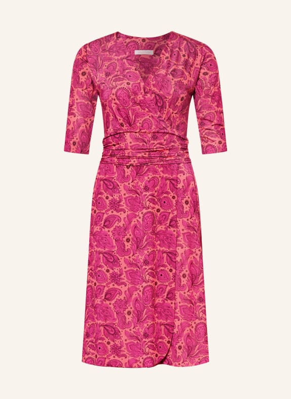 marivie Kleid SOPHISTICATED! in Wickeloptik mit 3/4-Arm DUNKELORANGE / PINK