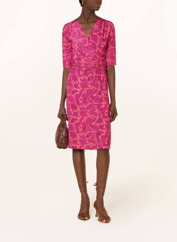 marivie Kleid SOPHISTICATED! in Wickeloptik mit 3/4-Arm DUNKELORANGE / PINK