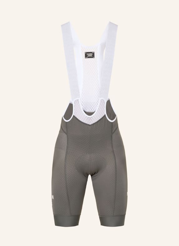 PAS NORMAL STUDIOS Fietsbroek MECHANISM BIBS met bretels en gewatteerde inzetstukken DONKERGRIJS / WIT
