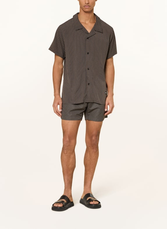 BOSS Resorthemd BEACH Comfort Fit ZWART / LICHTBRUIN / WIT
