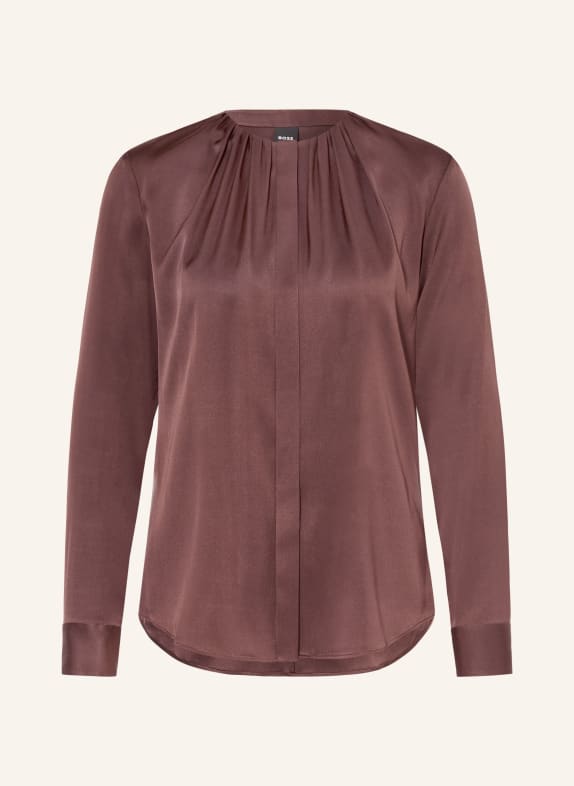 BOSS Zijden blouse BANORAH MARRON FONCÉ
