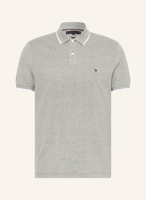 TOMMY HILFIGER Piqué polo shirt LIGHT GRAY / WHITE