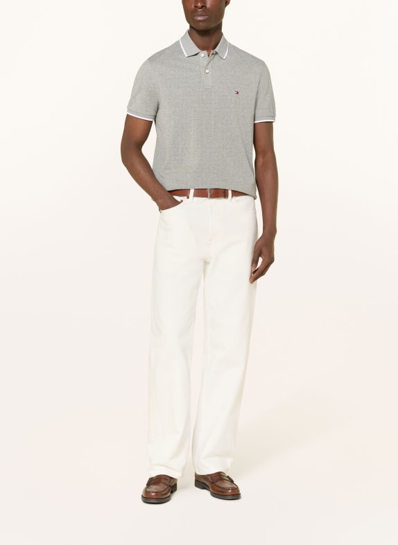 TOMMY HILFIGER Piqué-Poloshirt HELLGRAU / WEISS