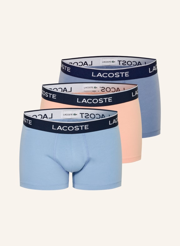 LACOSTE Lot de 3 boxers BLEU CLAIR / ROSE CLAIR / BLEU FONCÉ