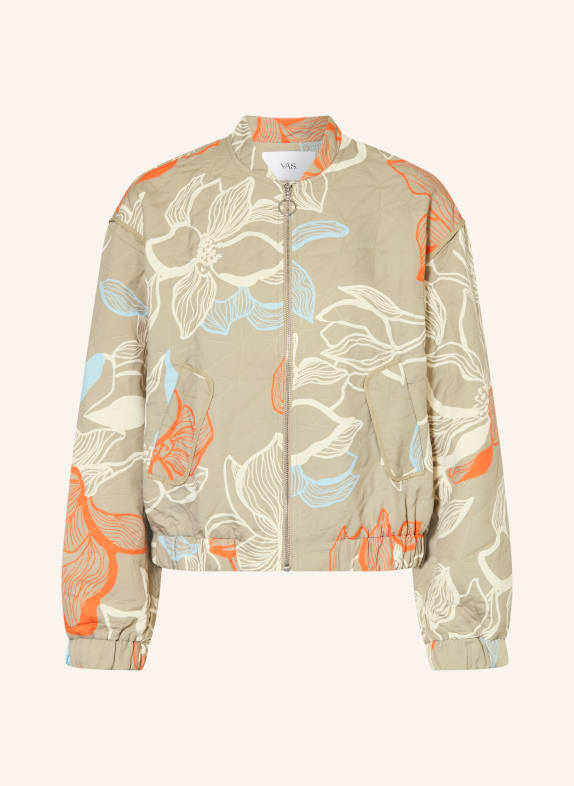 Y.A.S. Gewatteerde blouson OLIJF / LICHTBLAUW / WIT