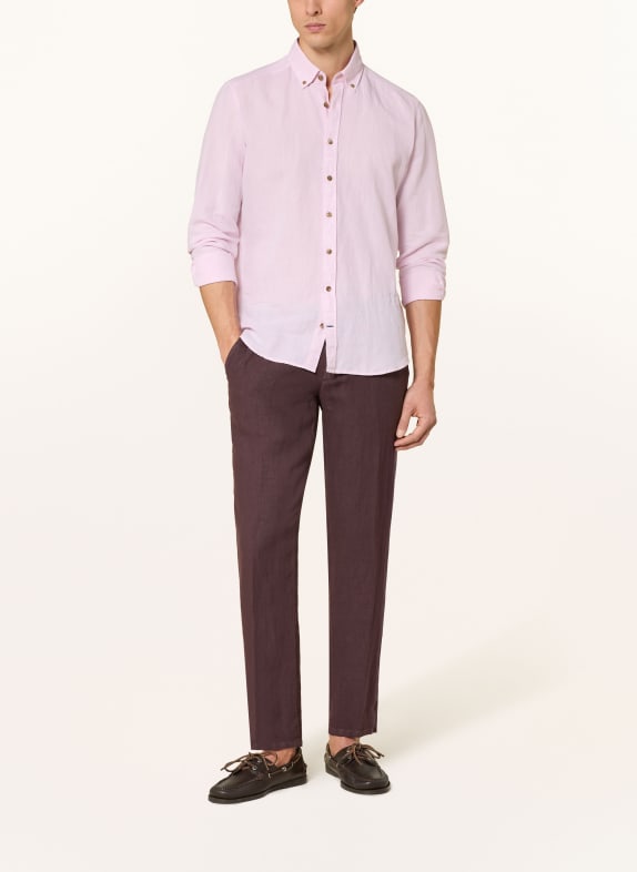 ALBERTO Linnen broek HOUSE in joggingstijl Tapered Fit DONKERROOD