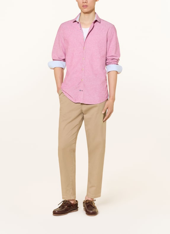 COLOURS & SONS Slim fit overhemd van linnen LICHTROOD