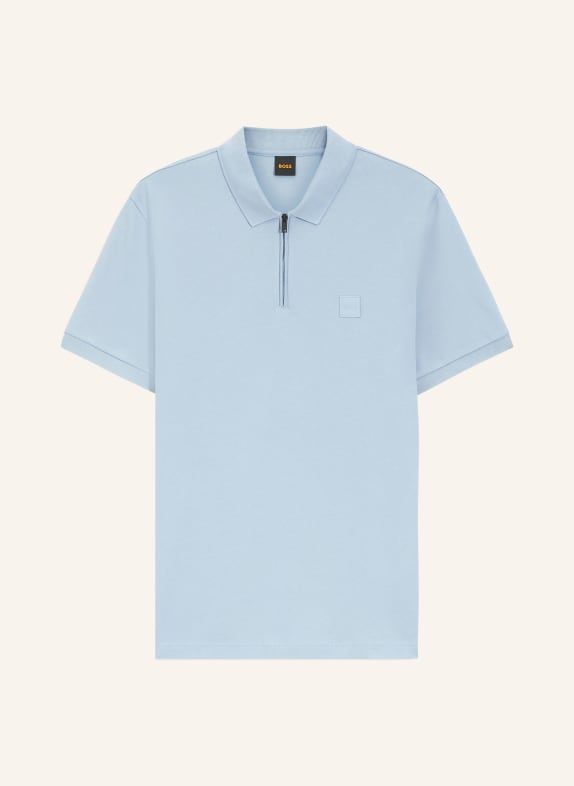 BOSS Piqué polo shirt PASSERZIP BLUE GRAY