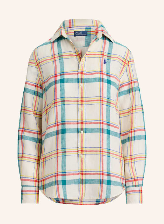 POLO RALPH LAUREN Linnen overhemdblouse CRÈME / ROOD / PETROL