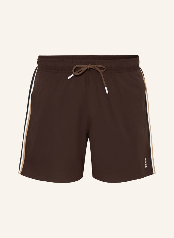 BOSS Zwembroek ICONIC MARRON FONCÉ / WIT / ZWART