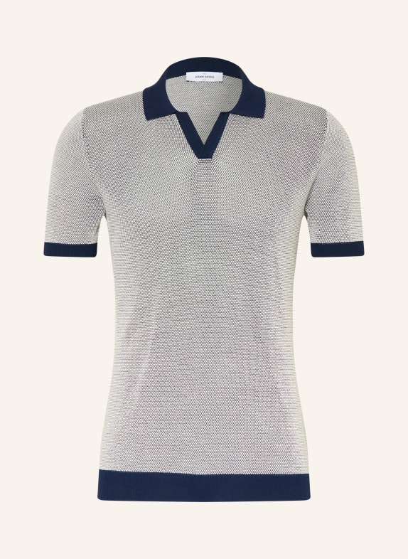 GRAN SASSO Piqué-Poloshirt DUNKELBLAU / WEISS