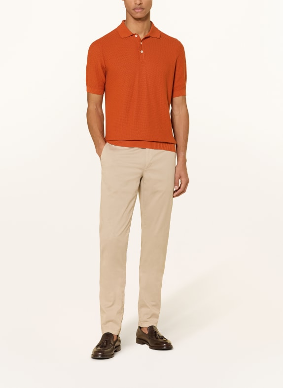 GRAN SASSO Gebreid poloshirt DONKERORANJE