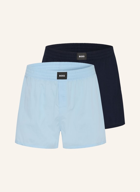 BOSS 2er-Pack Web-Boxershorts S. CW PEACH HELLBLAU / DUNKELBLAU