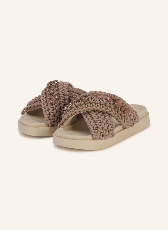 INUIKII Mules avec pierres décoratives TAUPE