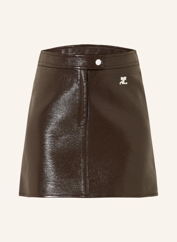 Courrèges Jupe en simili cuir MARRON FONCÉ