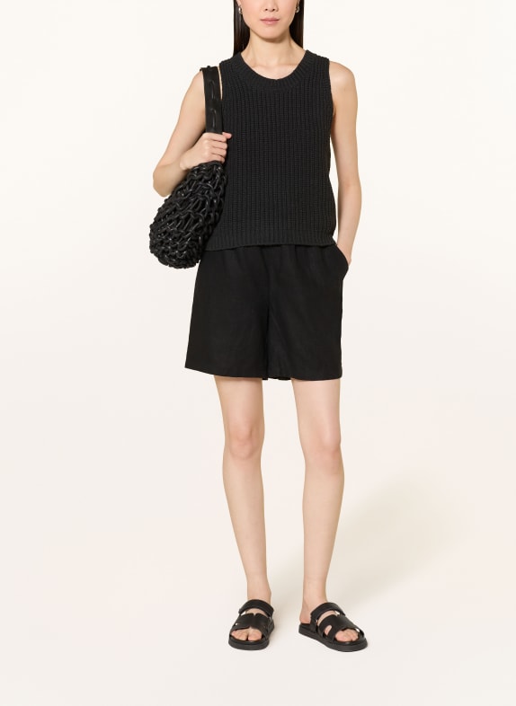 KnowledgeCotton Apparel Linnen short POSEY ZWART