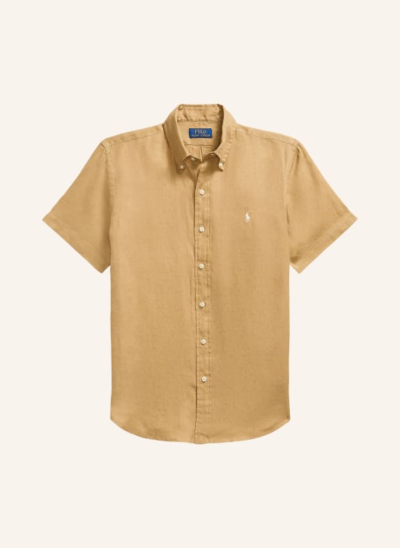 POLO RALPH LAUREN Chemise à manches courtes Custom Fit en lin CHAMEAU