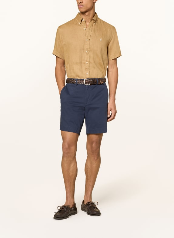 POLO RALPH LAUREN Korte mouwen overhemd Custom Fit van linnen CAMEL