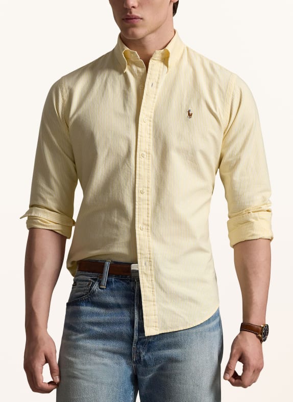POLO RALPH LAUREN Overhemd Custom Fit LICHTGEEL / WIT