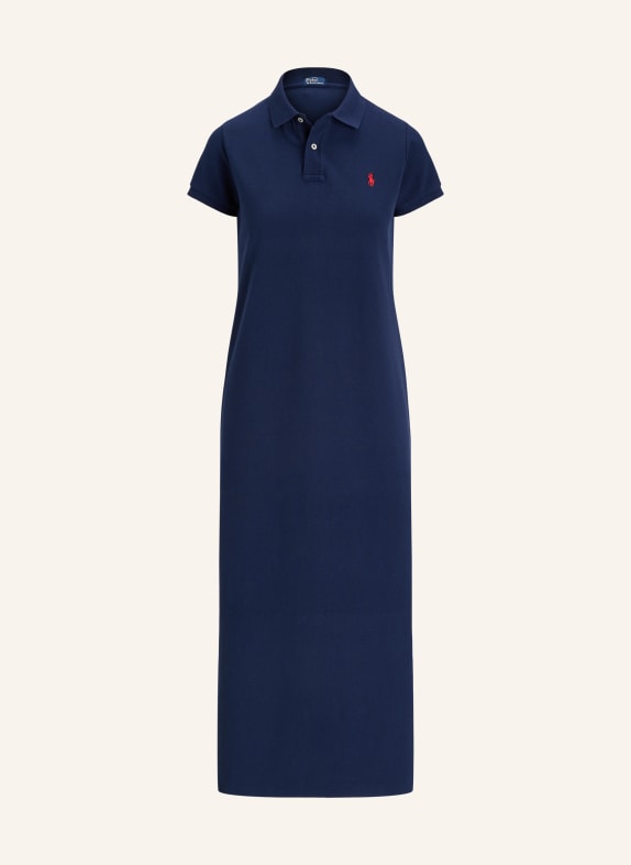 POLO RALPH LAUREN Piqué-Polokleid DUNKELBLAU / ROT