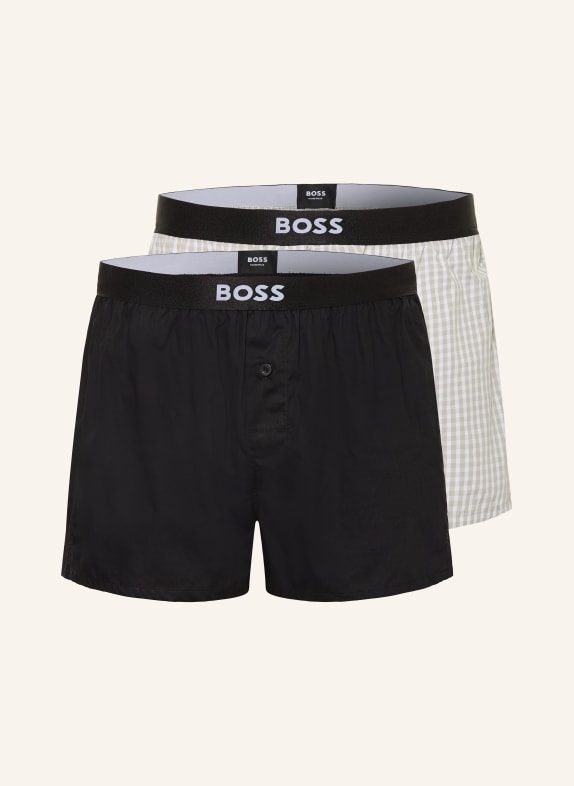 BOSS 2er-Pack Web-Boxershorts HELLGRAU / WEISS / SCHWARZ