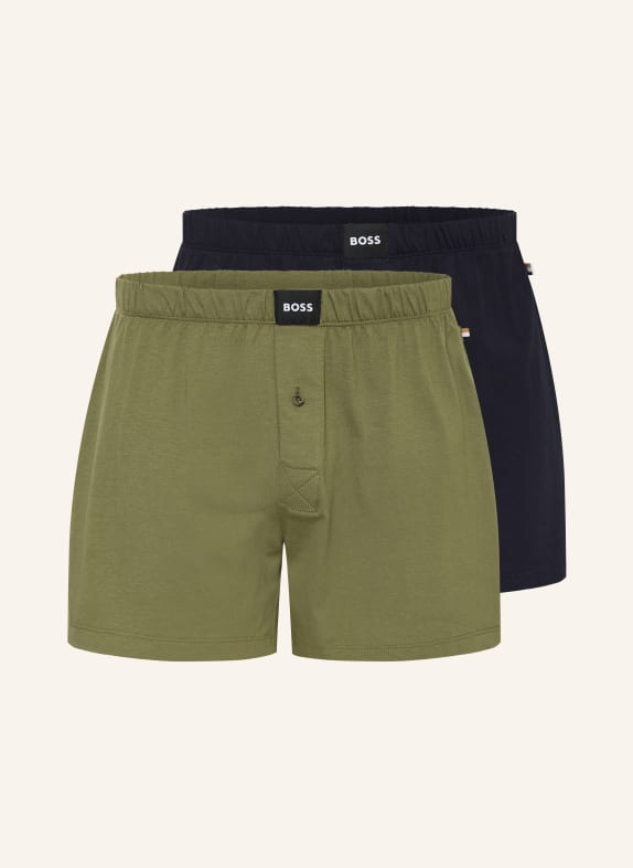 BOSS 2er-Pack Boxershorts OLIV / DUNKELBLAU