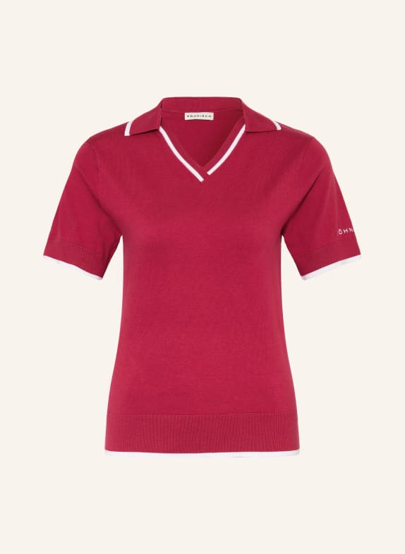 RÖHNISCH Strick-Poloshirt SWING Regular Fit DUNKELROT / WEISS