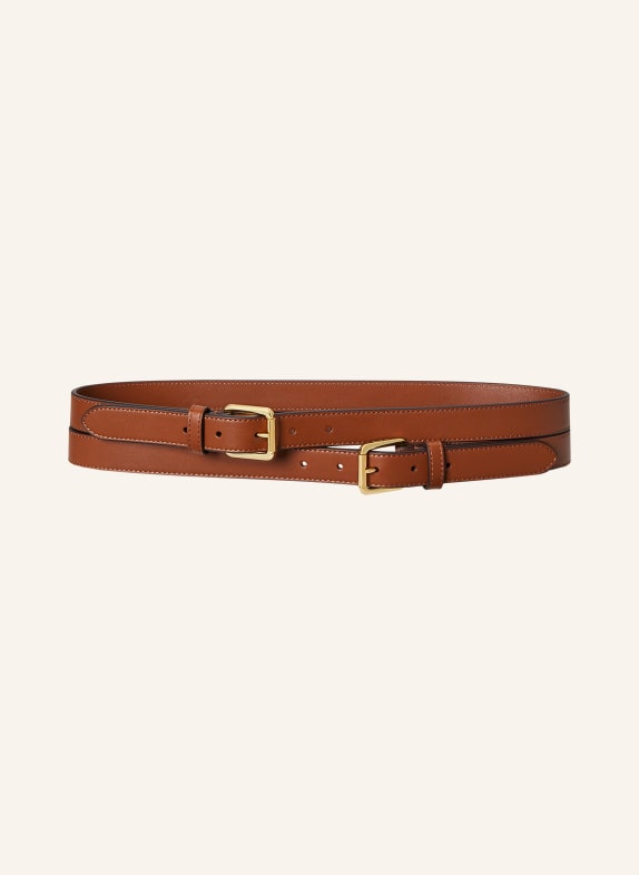 LAUREN RALPH LAUREN Leren riem BRUIN / GOUD