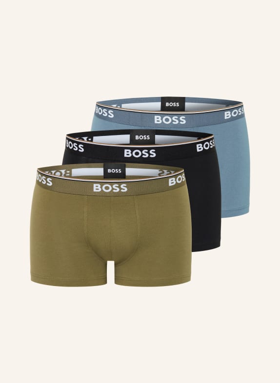 BOSS Lot de 3 boxers POWER BLEU CLAIR / OLIVE / NOIR