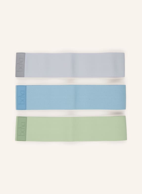 bala Lot de 3 bandes de fitness BLEU GRIS / VERT CLAIR / BLEU CLAIR
