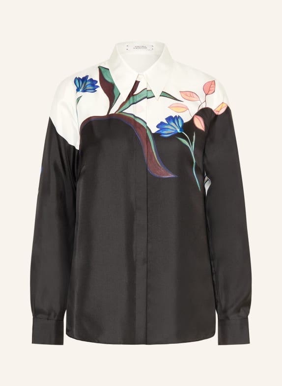 DOROTHEE SCHUMACHER SEDUCTIVE BLOOM silk shirt blouse BLACK / WHITE