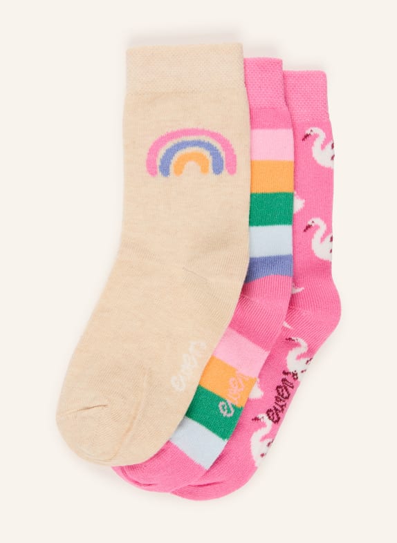 ewers COLLECTION 3er-Pack Socken PINK / BEIGE / GRÜN