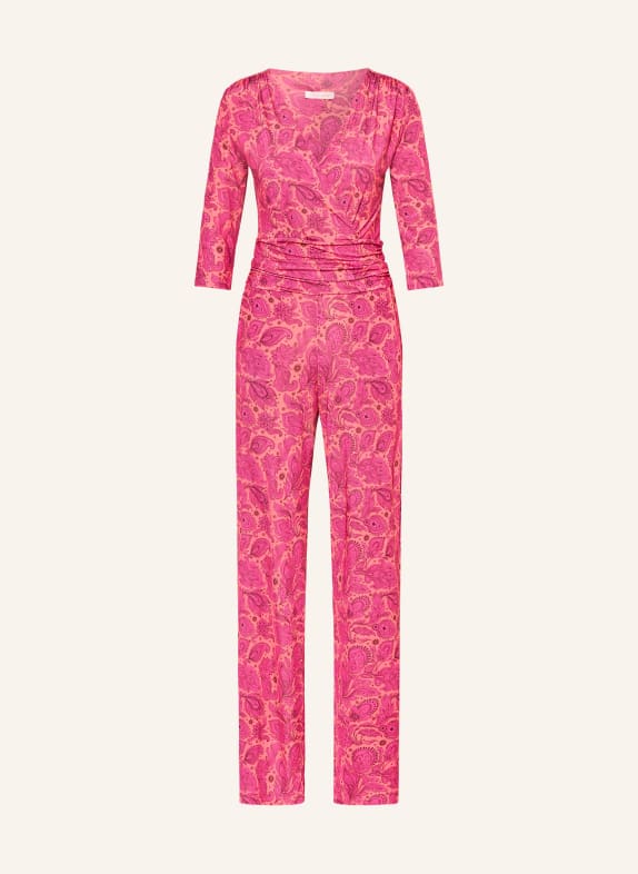 marivie Jersey jumpsuit JUMP GREAT! with 3/4 sleeves PINK / LIGHT ORANGE