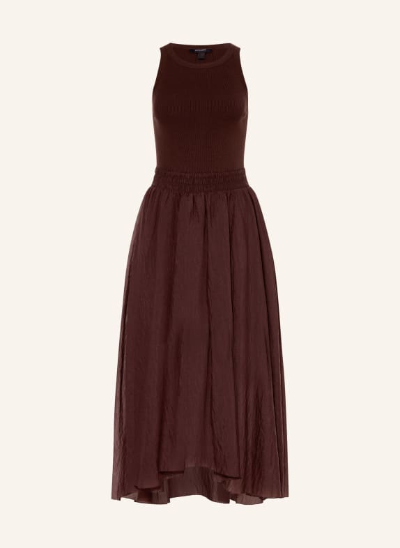 ALLSAINTS Šaty ZENIA ze směsi materiálů HNĚDÁ