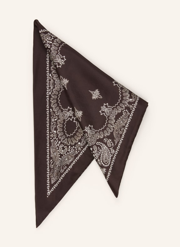 destin Driehoekige sjaal van zijde MARRON FONCÉ / CRÈME