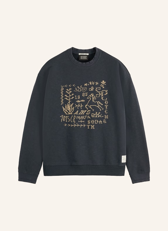 SCOTCH & SODA sweat-shirt BLEU FONCÉ / BEIGE