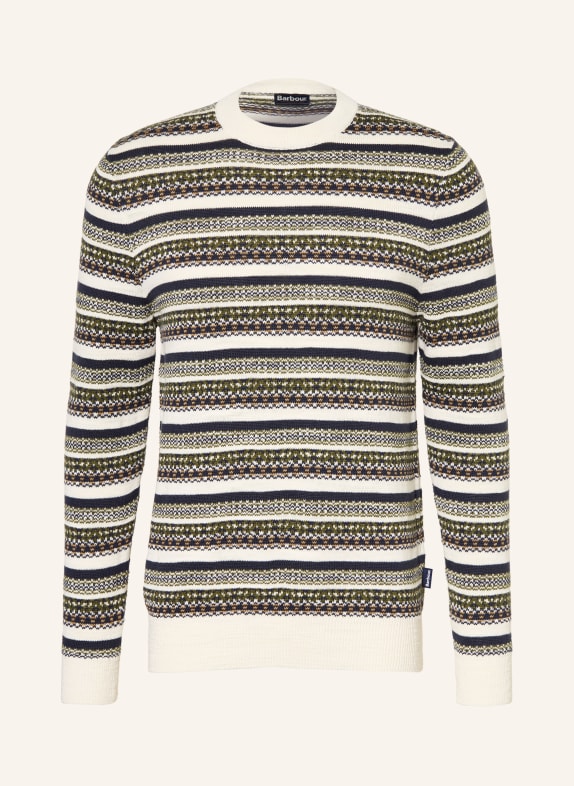 Barbour Pull TOPCLIFFE CRÈME / OLIVE / BLEU FONCÉ