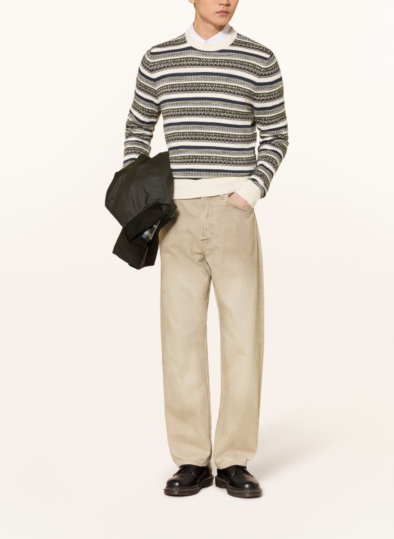 Barbour Trui TOPCLIFFE CRÈME / OLIJF / DONKERBLAUW