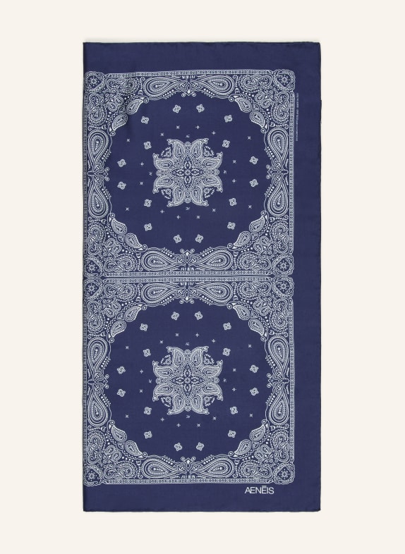 AENEIS Chusta jedwabna GRANATOWY / BIAŁY